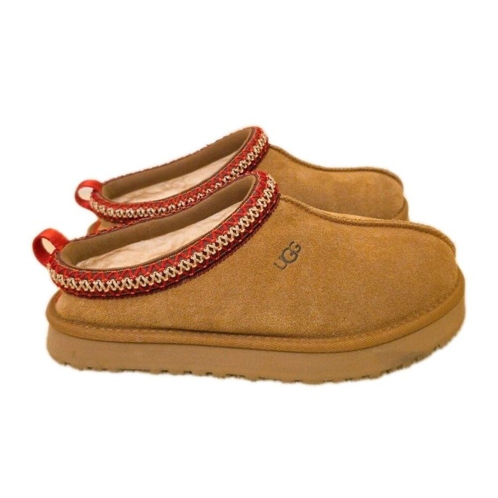 UGG Tazz Braid Slipper Shoes Chestnut Brown, Size 5